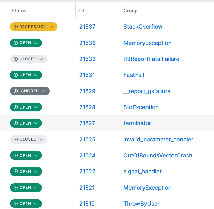BugSplat crash summary view