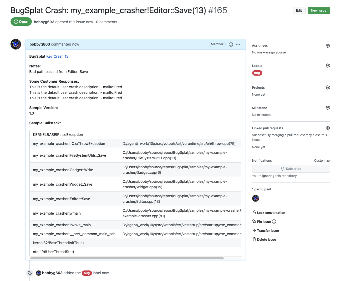 Issue Created in GitHub