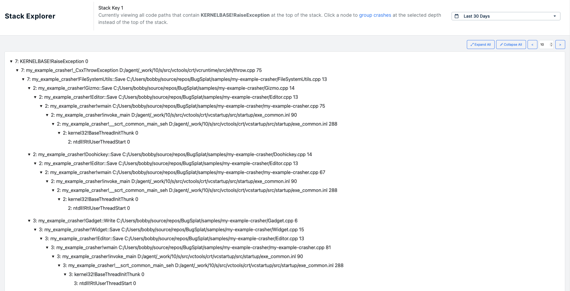 Entire Call Stack Expanded