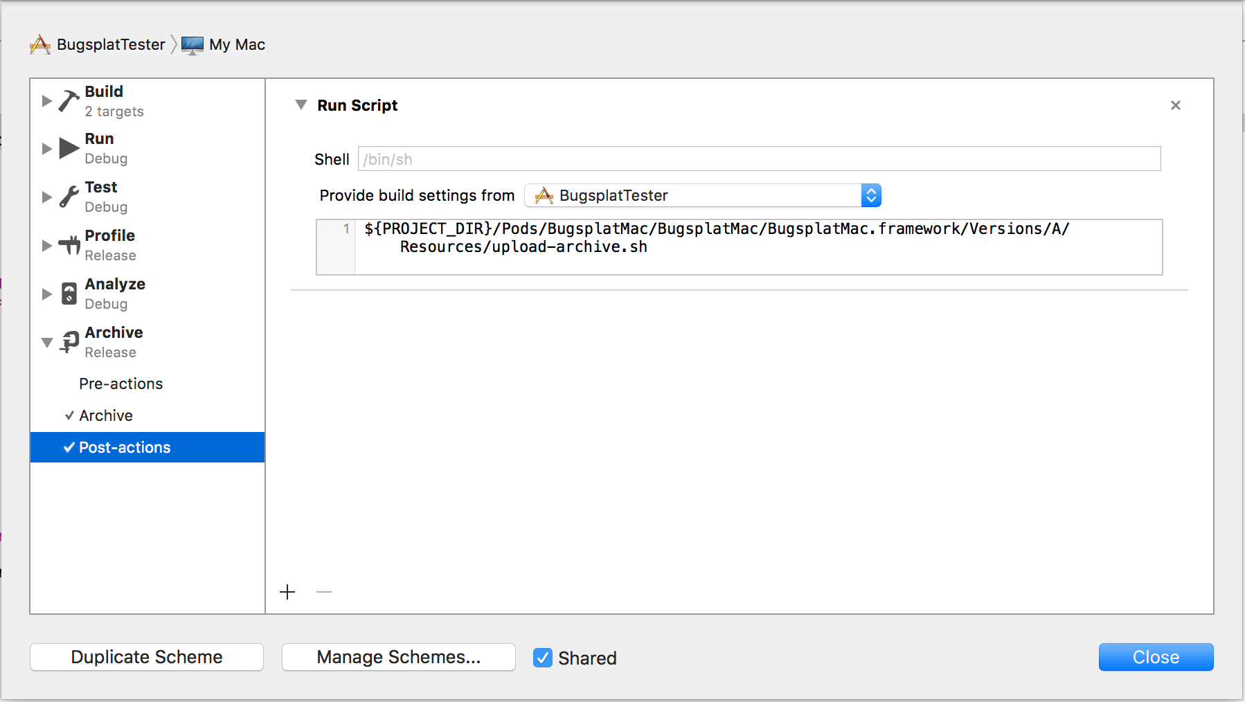 Integrating OS X with BugSplat