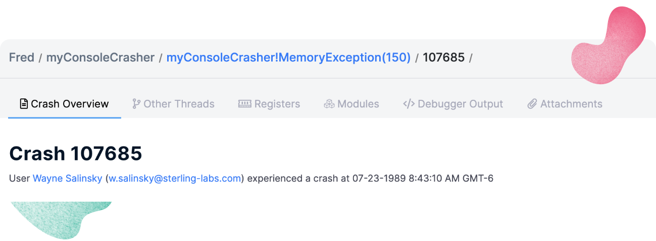Loads of info on crashes