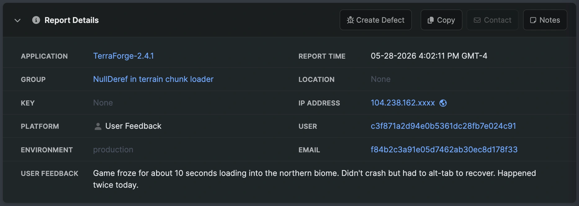 User feedback capture in BugSplat